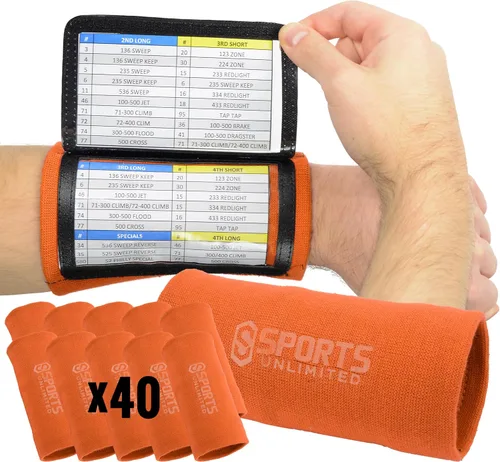 Miniatura 11 de Sports Unlimited Banda Instructora Triple para Adultos, Muñequeras de Fútbol para Jugadas, Muñequeras de Béisbol, Bandas de Brazo QB Negro