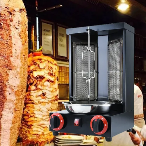 Miniatura 6 de Shawarma casero pollo parrilla gyro asador máquina de asador de encimera asador doner kebab máquina de gas vertical asador propano pavo parrilla