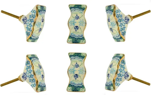 Miniatura 3 de TRINCA-FERRO Juego de 6 pomos de puerta interiores/exteriores para cajón, cajones de aparador, pomos decorativos de cerámica modernos para cocina