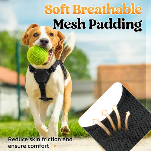 Miniatura 6 de rabbitgoo - Arnés para perros a prueba de fugas, arnés para mascotas acolchado y suave de cuerpo completo, arnés reflectante ajustable sin tirones