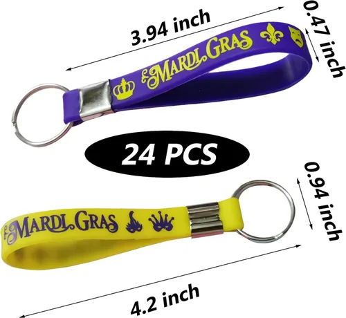 Miniatura 2 de CupaPlay 24 llaveros de goma para fiesta de Mardi Gras, Mardi Gras, carnaval, fiesta de cumpleaños, suministros para bolsas de regalo, regalos