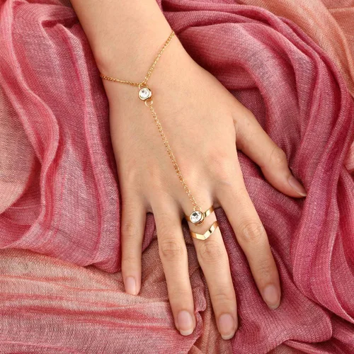 Miniatura 5 de 6 unidades de cadena de anillo de pulsera de dedo vinculado y anillo adjunto arnés de mano ajustable para mujeres y niñas