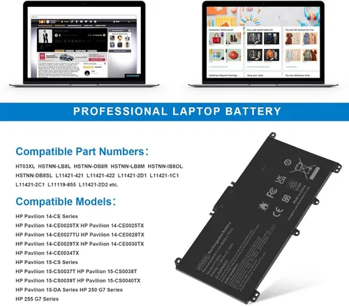 Miniatura 7 de HT03XL L11119-855 Batería para portátil para HP Pavilion 15-DA 15-DB 15-DW 15-DY 14-CE 14-CF 14-DF 17-by 17-CA Series, 14M-DH0003DX 14M-DH1003DX