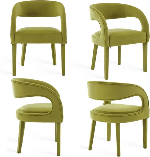 Miniatura 20 de Shunzhi Juego de 2 sillas de comedor modernas de barril, sillas tapizadas de lino para comedor con respaldo abierto, sillas de cocina, sillas