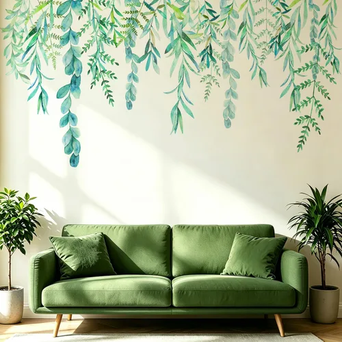 Miniatura 17 de Calcomanías de pared de flores y hojas para despegar y pegar, calcomanías grandes de vinilo floral para colgar, vid extraíble, decoración del hogar