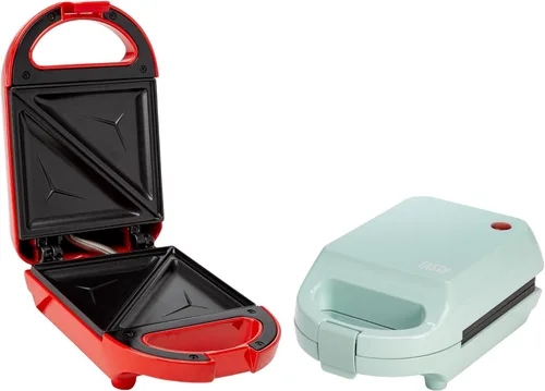 Miniatura 7 de Mini Sandwichera Tasty, Hace Sánidwiches, Paninis, Queso a la Parrilla, Postres, Resultados Rápidos, Fácil Limpieza, 600W, Roja Rojo
