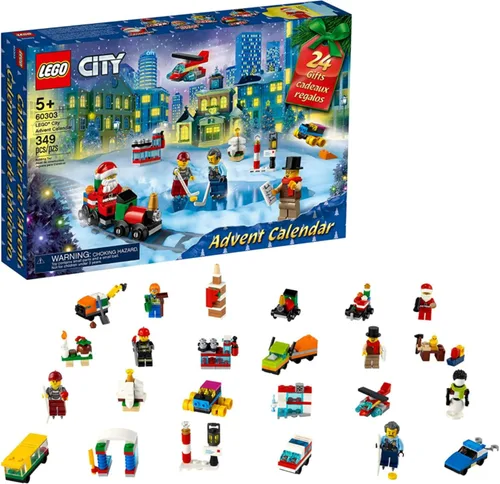 Miniatura 3 de LEGO City, Calendario de Adviento 60303. Kit de construcción, incluye alfombrilla de juego de ciudad; los mejores juguetes de Navidad para niños