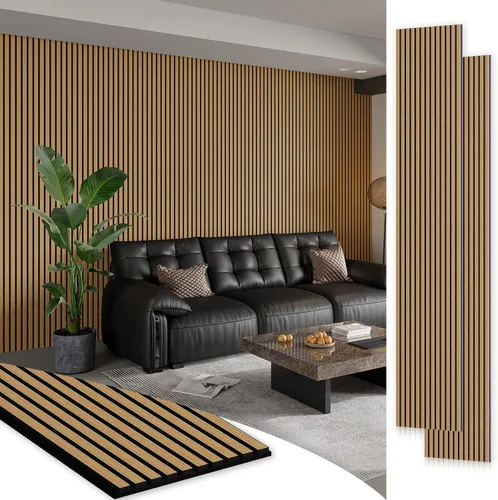Miniatura 16 de SMARTSTANDARD 1 pieza panel de pared de madera de muestra, paneles de madera acanalada 3D para decoración de pared interior, paneles de madera Roble