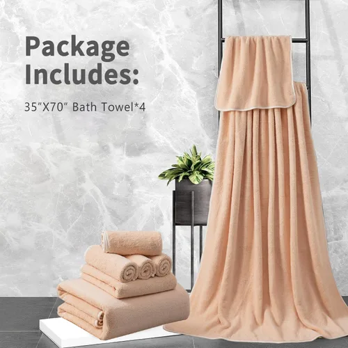 Miniatura 7 de Sábana de Baño Extra Grande de 4 Piezas (35"x70") - Sábana de Baño Ultra Suave de Tamaño Grande, Juego de Sábanas de Baño para Baño de Hotel, Sábana