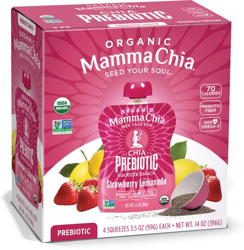 Miniatura 10 de Mamma Chia Snack Exprimible Prebiótico Orgánico, Arándano Acai, 16- 3.5 Onzas, Soporte Intestinal Prebiótico Rico en Fibra, USDA Orgánico, Sin OGM