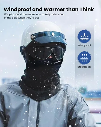 Miniatura 5 de ILM Motorcycle Balaclava Face Mask Adult Youth for Ski Model FM01 Adulto Negro Más Grueso