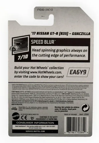 Miniatura 2 de Hot Wheels 2019 Speed Blur T Fox '17 Nissan GT-R (R35) Guaczilla 61/250, verde