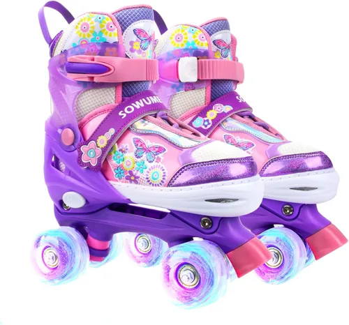 Patines en línea ajustables para niñas y mujeres, todas las 8 ruedas de los patines de niña brillan, iluminación segura y divertida para niños