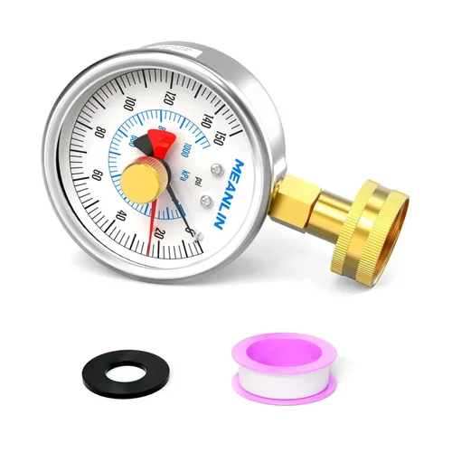 Miniatura 14 de MEANLIN MEASURE Marco de acero inoxidable de 0 ~ 100 psi, hembra de 3/4 pulgadas, esfera de cara de 2.5 pulgadas, medidor de presión relleno