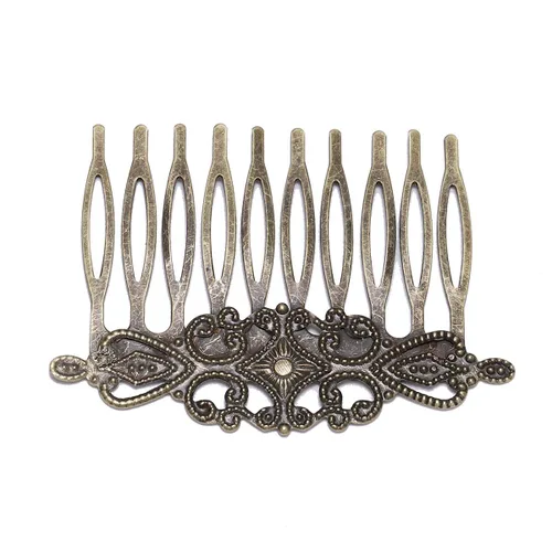 Miniatura 5 de 5 unids/lote 52 × 2.205 in pasadores de bronce antiguo dientes horquillas de metal hallazgos DIY peine de pelo suministros para la fabricación