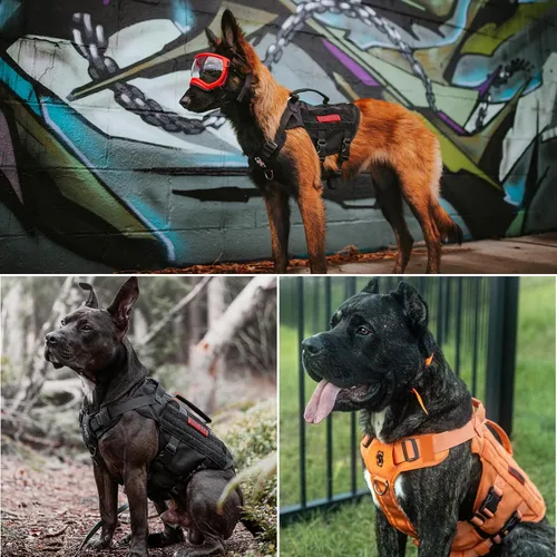Miniatura 4 de OneTigris Arnés para perro sin tirón para perro pequeño, diseño de malla transpirable, chalecos militares Molle con asas para perros de servicio