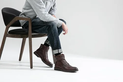 Miniatura 2 de Jousen Botas de cuero casuales para hombre, botas de vestir Chukka de moda para hombre