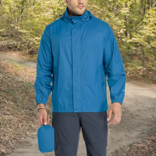Miniatura 6 de 33,000ft - Chaqueta de lluvia impermeable y plegable para hombre, ligera, con capucha, cortavientos ideal para golf o ciclismo