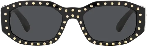 Miniatura 3 de Versace Gafas de sol para hombre, montura negra, lentes gris oscuro, 2.087in
