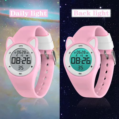 Miniatura 4 de Reloj deportivo digital para niñas y niños, monitor de actividad física con reloj despertador, cronómetro, relojes impermeables sin aplicación