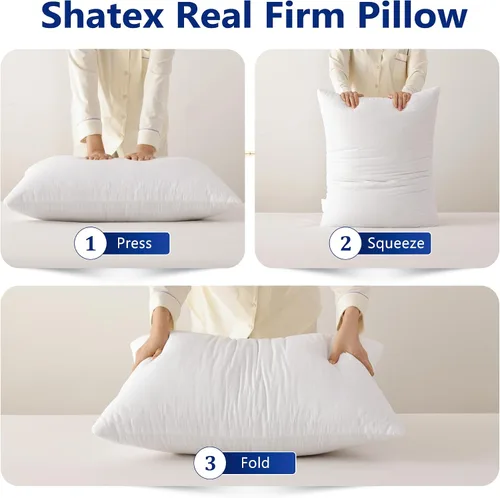 Miniatura 9 de Shatex Almohada extra firme tamaño King de 34 x 20 pulgadas, almohada de cama con inserto ajustable que proporciona un apoyo más fuerte