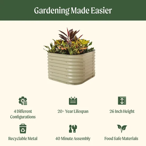 Miniatura 2 de Vego Garden Kits de cama de jardín elevada de 26" extra alta, caja de maceta elevada modular 4 en 1 para verduras, flores, frutas, cama de jardín
