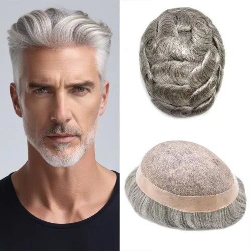 Miniatura 43 de FACE MIRACLE - Pelucas de cabello humano real para hombre, con revestimiento de poliéster, prótesis de cabello masculino, 8 x 11, 1#, negro