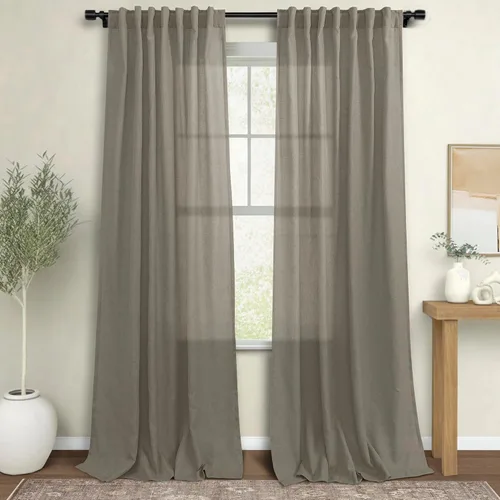 Miniatura 59 de KOUFALL Cortinas de lino azul marino de 84 pulgadas de largo, cortinas transparentes azul oscuro para sala de estar y dormitorio, medianoche