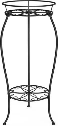 Miniatura 9 de FaithLand Soporte para Plantas, Soporte de Maceta de Metal Resistente para Interiores y Exteriores, Estante de Soporte Redondo de 2 Niveles, Estante