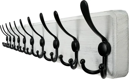 Miniatura 7 de WEBI Perchero de pared, ganchos para abrigos de pared rústicos, 16" de orificio a orificio, gancho grande para colgar en la pared, perchero