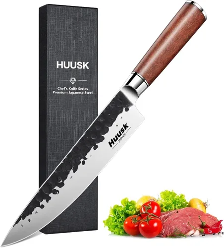 Miniatura 9 de Huusk Cuchillo de Pan Dentado de 8 pulgadas, Cuchillo de Pan Japonés de Acero al Carbono Mejorado, Cuchillos para Rebanar Pan para Cortar Pan