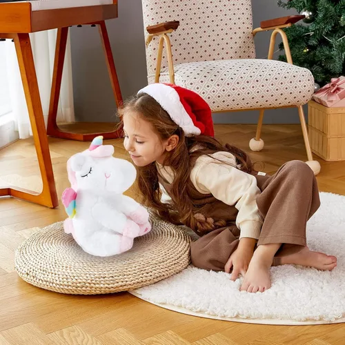 Miniatura 5 de Peluche de unicornio verde iluminado con luces LED coloridas de noche que brillan en el día del niño, cumpleaños, día de San Valentín, para niños