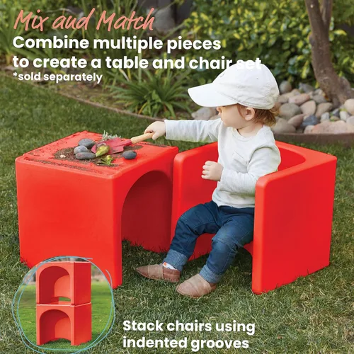 Miniatura 5 de ECR4Kids Tri-Me Silla cúbica 3-en-1, muebles para niños, color rojo