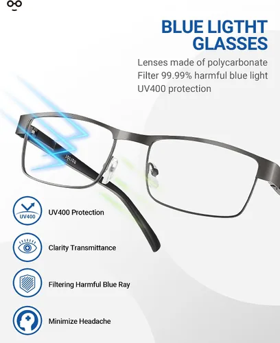 Miniatura 2 de JOLISU 3 lentes de luz azul para hombre, marco fino de metal con bloqueo de luz azul para hombre/mujer