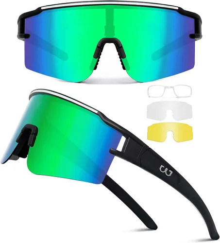 SPOSUNE Gafas de ciclismo polarizadas con 3 lentes intercambiables para mujeres y hombres, TR90 gafas de sol deportivas para correr y béisbol 3