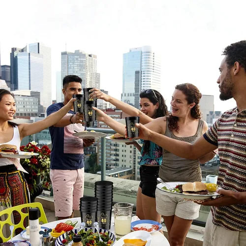 Miniatura 5 de Mototo 30 tazas pequeñas de cumpleaños de 8 onzas con texto en inglés «Cheer to 40 años», vasos de plástico para estadios de cumpleaños, color negro