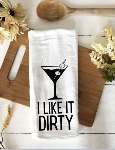 Miniatura 6 de Toalla de cocina divertida hecha a mano, 100% algodón, divertida toalla de barra de Martini sucio para cocina, I Like It Dirty, perfecta