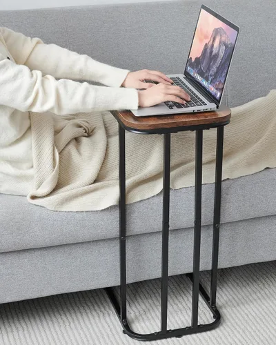 Miniatura 2 de KJGKK Juego de 2 mesas auxiliares en forma de C, mesa auxiliar pequeña de 26.6 pulgadas de alto para sofá, cama, mesa alta de bandeja de TV