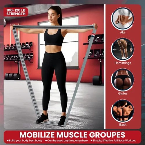 Miniatura 3 de 76-Inch Extended-Length Resistance Bands – Heavy-Duty Black Fabric Workout Bands for Strength, Mobility, Stretching & Full-Body Training – Durable