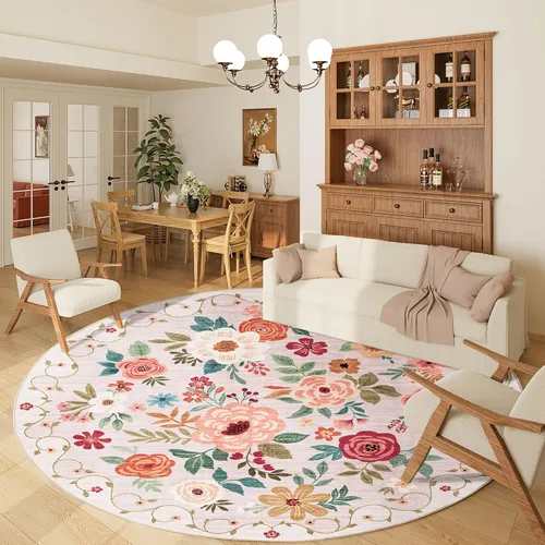 Miniatura 239 de DUKINO Alfombra de área de 6 x 9 pies, alfombra floral para sala de estar, ligera, antideslizante, lavable, alfombra de interior de pelo bajo