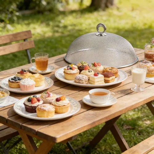 Miniatura 7 de Cubierta de malla metálica para alimentos, sombrilla de acero inoxidable, cubierta de comida de picnic al aire libre, red para mantener fuera
