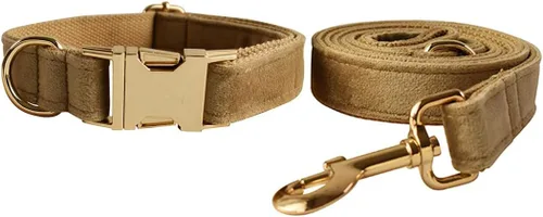 Miniatura 25 de Love Dream Juego de collar y correa de terciopelo para perro, suave y cómodo, correa ajustable y collar con hebilla de metal resistente para perros
