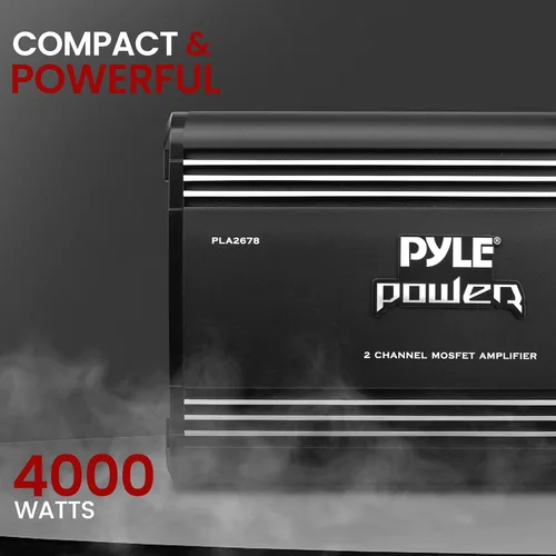 Miniatura 5 de Pyle Amplificador estéreo para automóvil de 2 canales, 4000 W, doble canal puenteable, sonido MOSFET de alta potencia, caja de amplificador