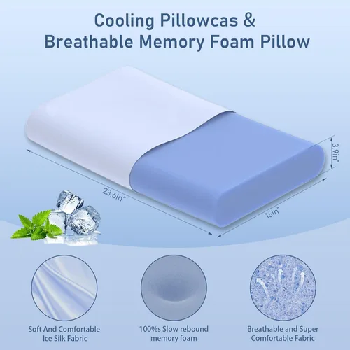 Miniatura 3 de Almohada cervical para aliviar el dolor de cuello, almohada de espuma viscoelástica de enfriamiento de 3.9 pulgadas, soporte ergonómico