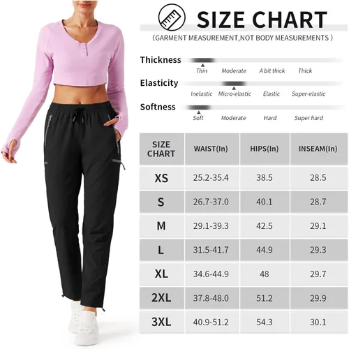 Miniatura 5 de Pantalones cargo de senderismo para mujer, ligeros, de secado rápido, resistentes al agua, UPF 50+ con bolsillos con cremallera