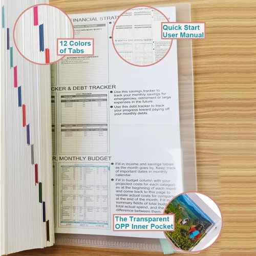 Miniatura 7 de Planificador de presupuesto, libro de presupuesto mensual con cuaderno de seguimiento de gastos, organizador de facturas de 12 meses sin fecha