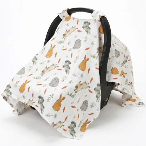 Miniatura 14 de Funda de muselina para asiento de coche para bebés, Metplus Funda transpirable para asiento de coche infantil, funda ligera para portabebés
