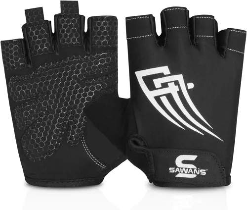 Miniatura 2 de SAWANS Guantes de gimnasio para levantamiento de pesas para hombres y mujeres, transpirables, ligeros, guantes de fitness, antideslizantes