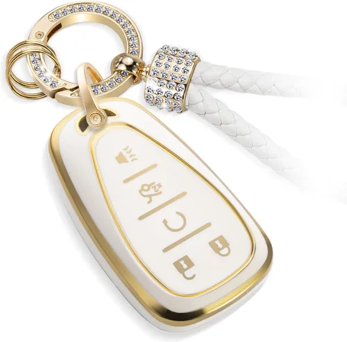 Miniatura 25 de Funda para llavero Buick con llavero de pulsera de circonita de moda, diseño de diamantes encantadores funda suave para Avenir Envision Encore Chevy