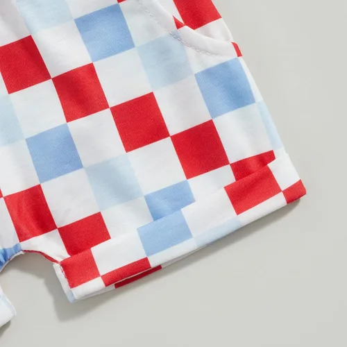 Miniatura 7 de Conjunto de camisetas con estampado de letras y colores contrastantes para el Día de la Independencia